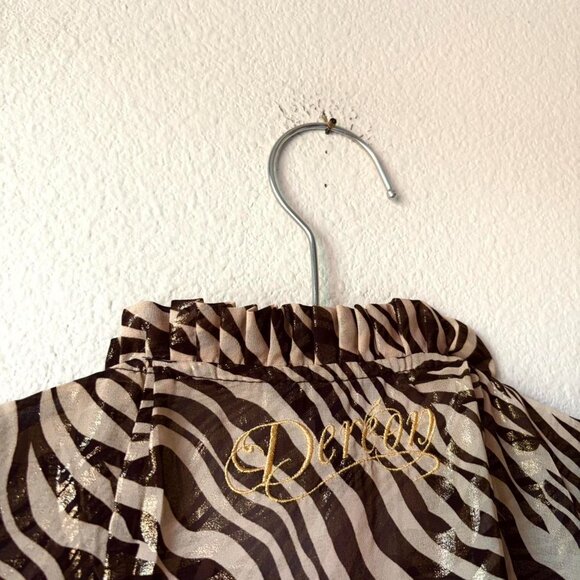 Dereon by Beyonce rare brown striped blouse top Women's Large - Picture 4 of 5